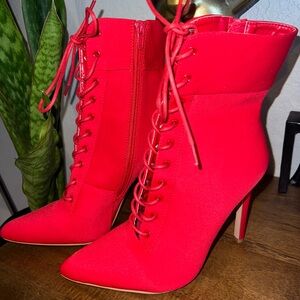 pointed toe lace up ankle boot stiletto heel